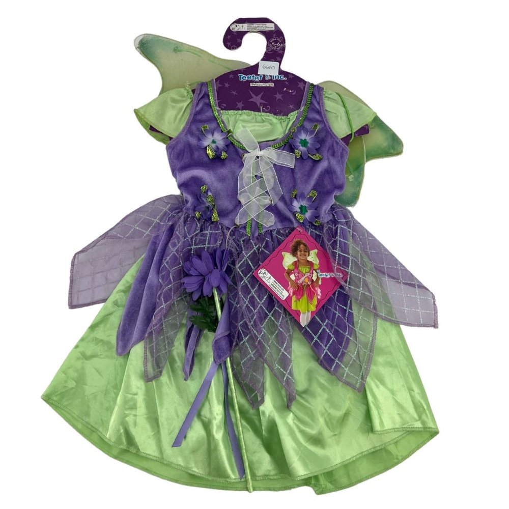 Teetot Inc. | Girl's Purple Pixie Fairy Costume | 4 Pieces | Size 5-6